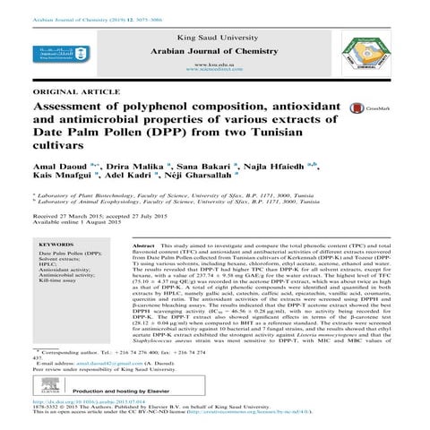 Assessment of polyphenol composition, antioxidant and antimicrobial ...