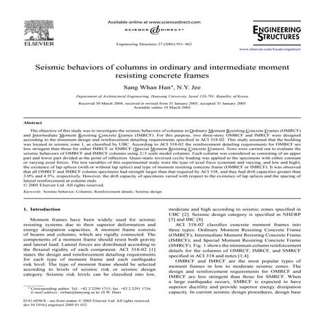 1 seismic behaviors of columns in ordinary and intermediate moment resisting ...