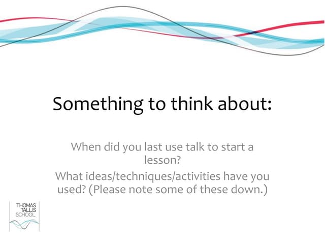 Starting your lesson with talk