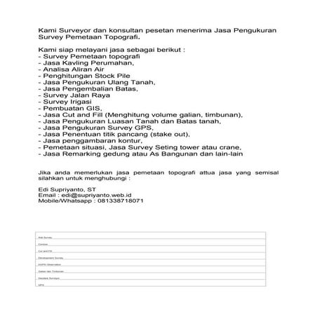Surveyor Pemetaan Ukur Tanah Topografi Sambas Kalimantan Barat Rtf
