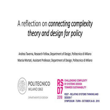A reflection on connecting complexity theory and design for policy