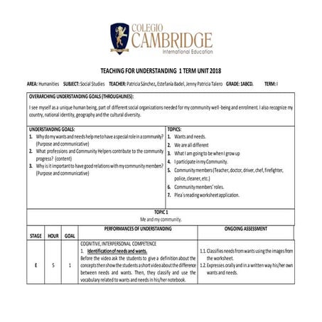 1°   term i -  social studies 2018