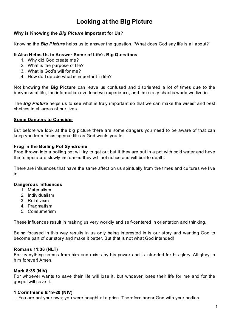 1 The Big Picture Jesus Notes