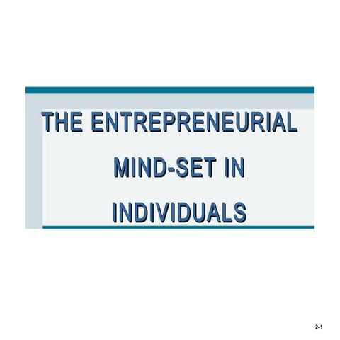 1  the entrepreneurial mind-set in individuals