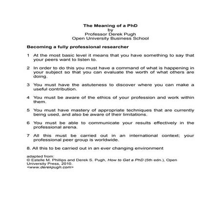 1.The Meaning of a PhD