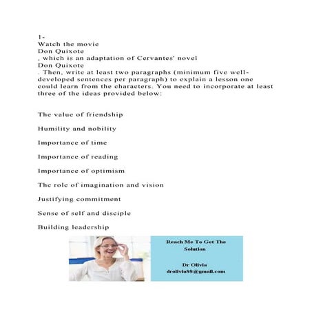 1- Watch the movie Don Quixote, which is an adaptation of Cerv.docx