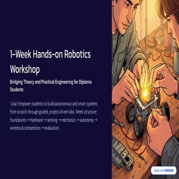 Comprehensive 1-Week Hands-on Robotics Workshop for Diploma Students | PDF