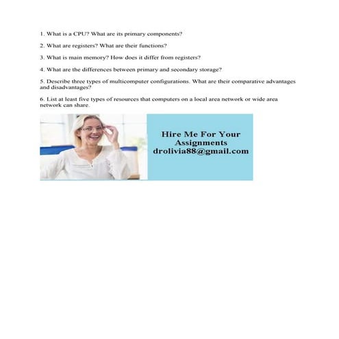 1 What Is A CPU What Are Its Primary Components 2 What Are Registe docx