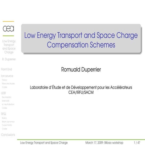 ESS-Bilbao Initiative Workshop. Low Energy Transport and space-charge compens...