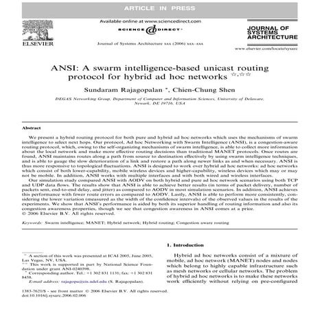 A swarm intelligence-based unicast routing protocol for hybrid ad hoc networks
