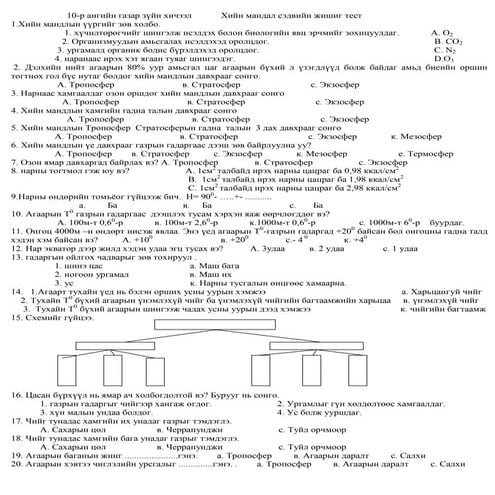 хийн мандал 10  р анги жишиг тест