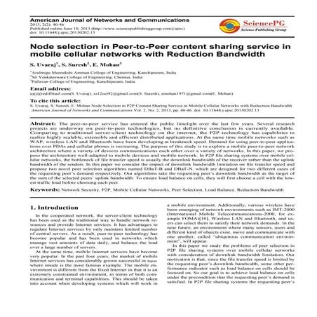 Node selection in Peer-to-Peer content sharing service in mobile cellular net...