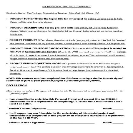 Personal Project Stage 1 Contract (Un-signed)