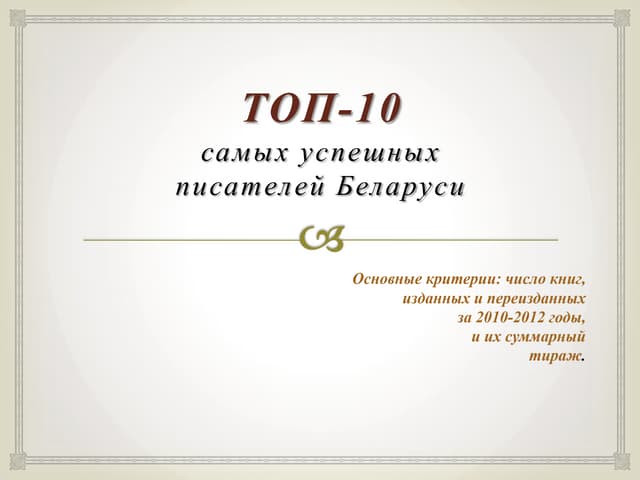Топ-10 самых успешных писателей Бел...