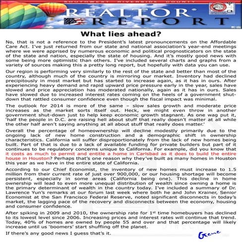 October Housing Report for Southwest California