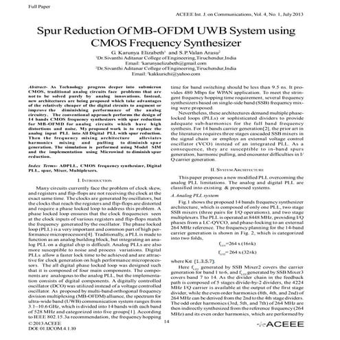 Spur Reduction Of MB-OFDM UWB System using CMOS Frequency Synthesizer