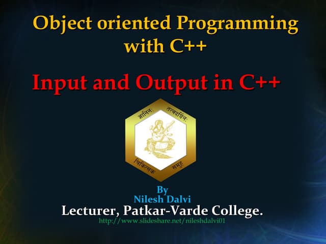 Input and output in C++ | PPT | Programming Languages | Computing