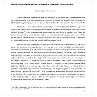 China: Desenvolvimento Econômico e ...
