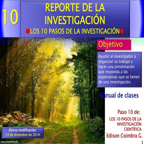 10.Reporte de investigación. Los 10 pasos de la Investigacion