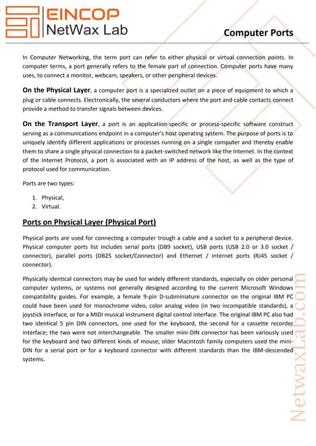 Ports and Connectors | PPT