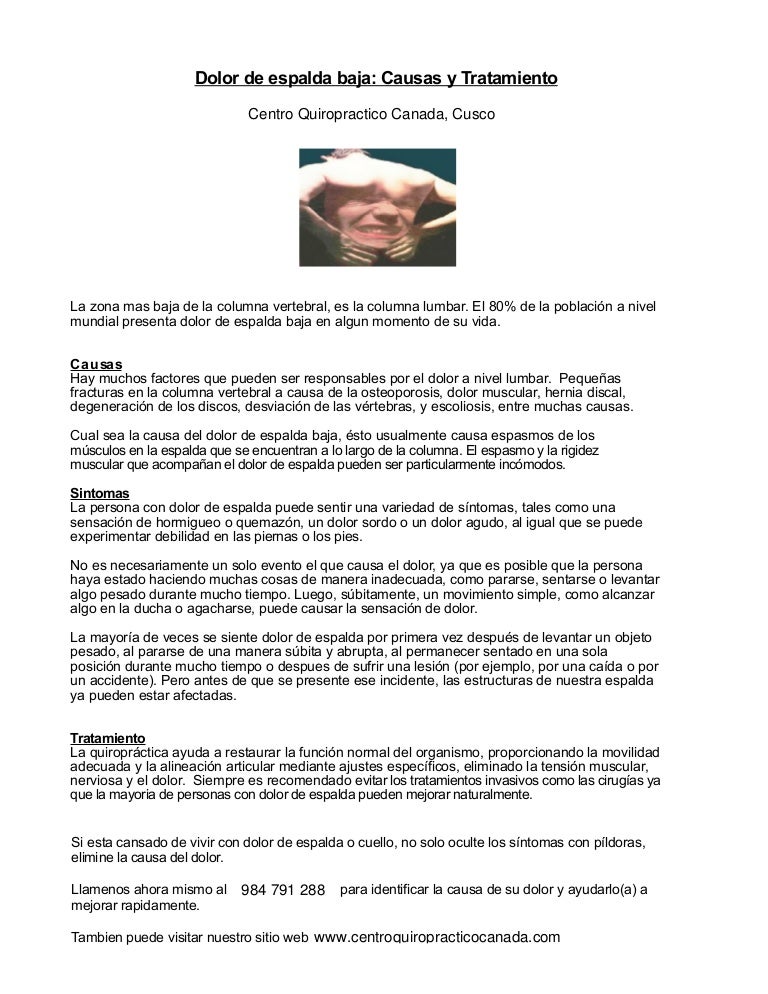 Sintomas espalda lumbar dolor de