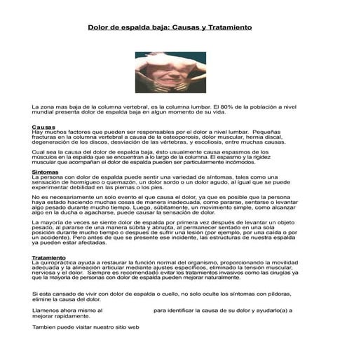 Quiropractico Cusco - Dolor de Espalda Baja: Causas y Tratamiento