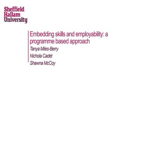Embedding skills and employability: a programme based approach
