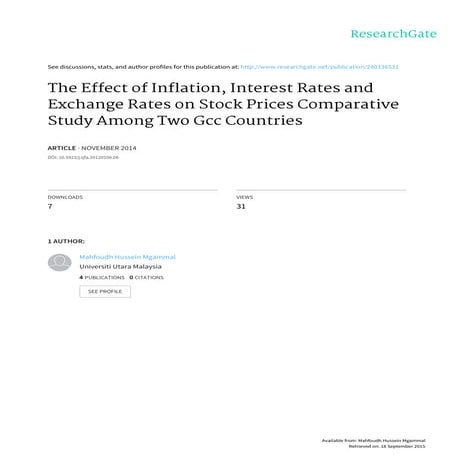 The Effect of Inflation, Interest Rates and Exchange Rates  on Stock Prices C...