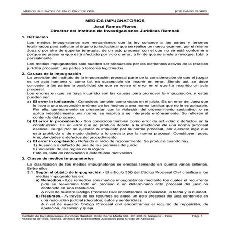 MEDIOS IMPUGNATORIOS EN EL PROCESO CIVIL | PDF