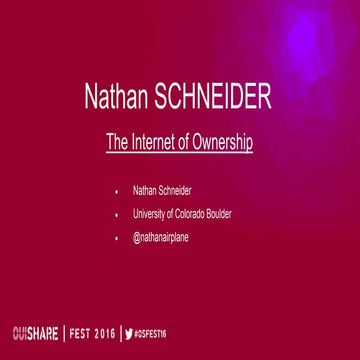 Nathan Schneider- Introduction to Platform Cooperativism