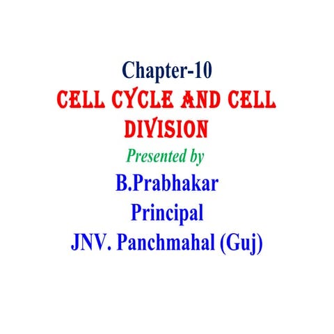 10. Cell  Cycle and Cell Division