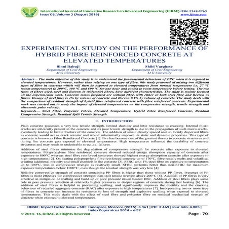 Performance of Concrete by using Steel Fibre an Experimental Study | PDF