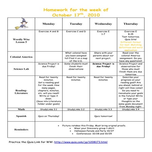 Homework grid | PPTX