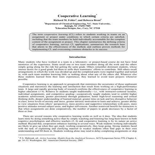 Cooperative Learning