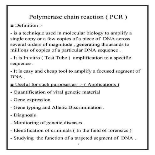 Polymerase Chain Reaction ( PCR ) 