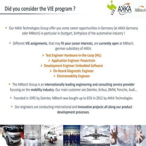 Akka technologies / Mbtech: VIE program | PDF