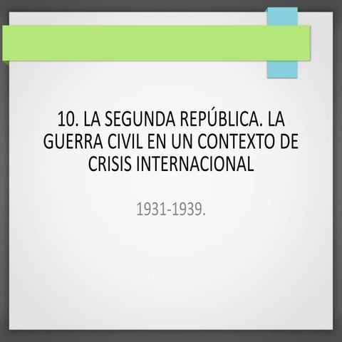 10. la segunda república. la guerra civilen un contexto de crisis internacional