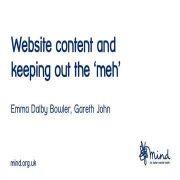 Website content – keeping out the ‘meh’ - | Charity digital conference | 21 N...