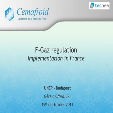 F-Gaz Regulation - Implementation in France