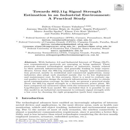 Towards 802.11g Signal Strength Estimation in an Industrial Environment: a Pr...