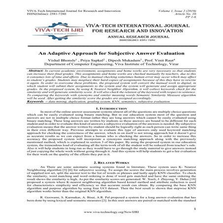 An Adaptive Approach for Subjective Answer Evaluation