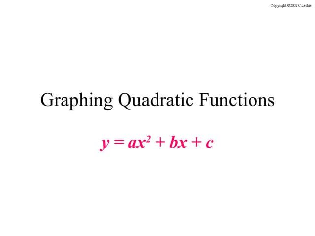 Graphing Quadratics | PPT
