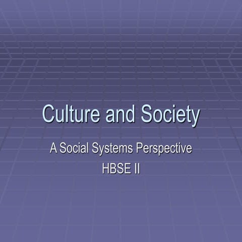 Culture and Society|A Social Systems Perspective