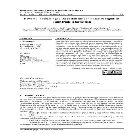 Powerful processing to three-dimensional facial recognition using triple info...