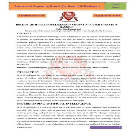 ROLE OF ARTIFICIAL INTELLIGENCE IN COMBATING CYBER THREATS IN BANKING