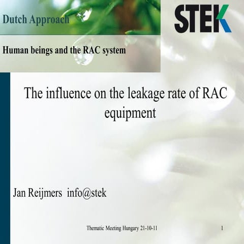 The influence on leakage rate of RAC equipment