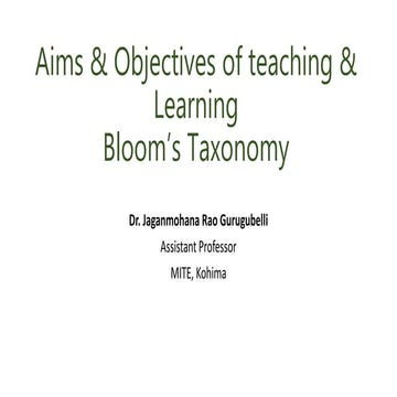 Aims & Objectives and booms taxonomy