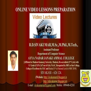 E-Video Lessons Preparation - R.D.Sivakumar