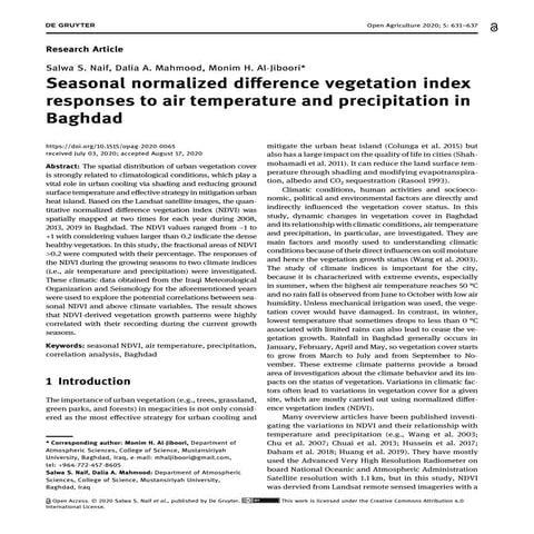 IRJET - Normalized Difference Vegetation Index (NDVI) based Land Cover ...