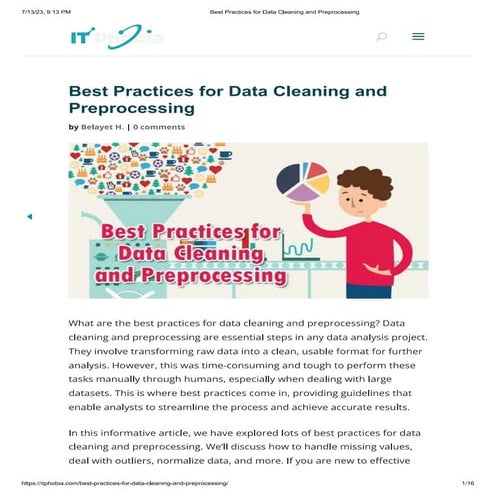 Best Practices for Data Cleaning and Preprocessing | PDF